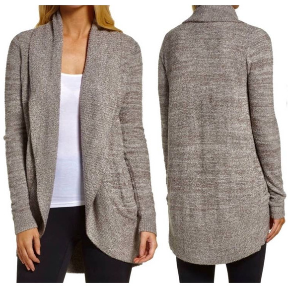 Barefoot Dreams CozyChic Lite Circle Cardigan Brown Taupe Size XS/S - Picture 1 of 7